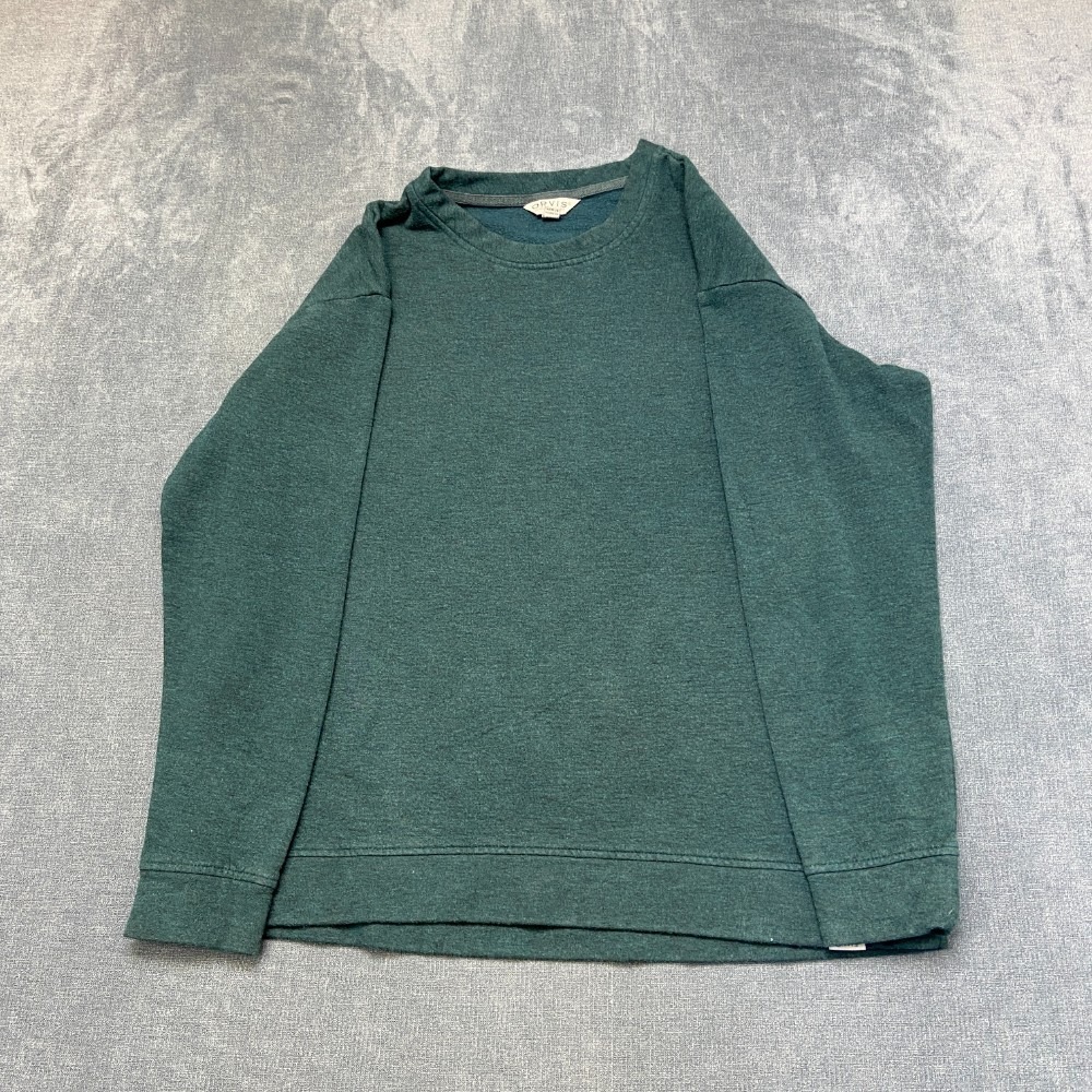 Orvis Classic Collection Sweater Womens Large Teal Crew Neck Fleece Lined Winter